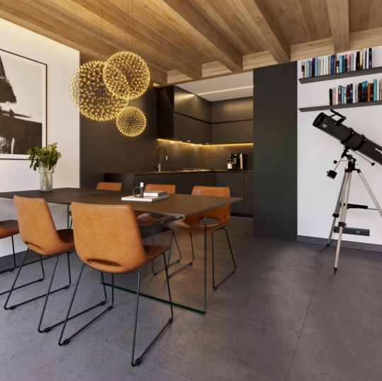 Vizualizace kuchyně a obývacího pokoje